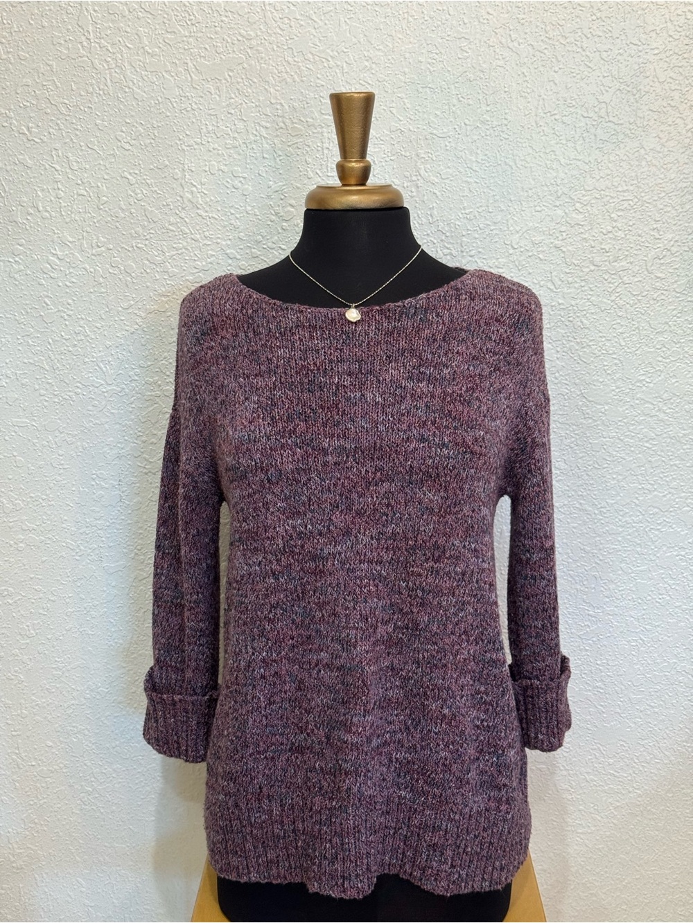 Free People Plum Marled Boatneck Sweater